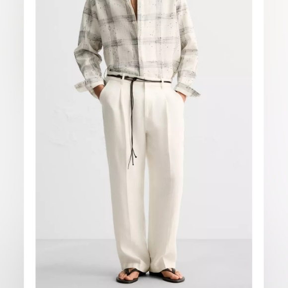 Zara Limited Edition 100% Linen Pleated Pants - Picture 2 of 5
